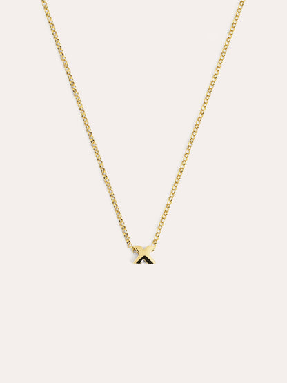 Collar Personalizado Single Letter Plata Baño Oro