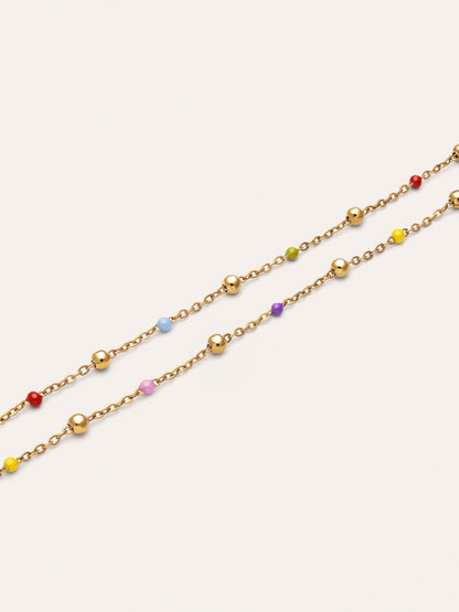 Pack 2 Pulseras Amistad Colores Acero Baño Oro