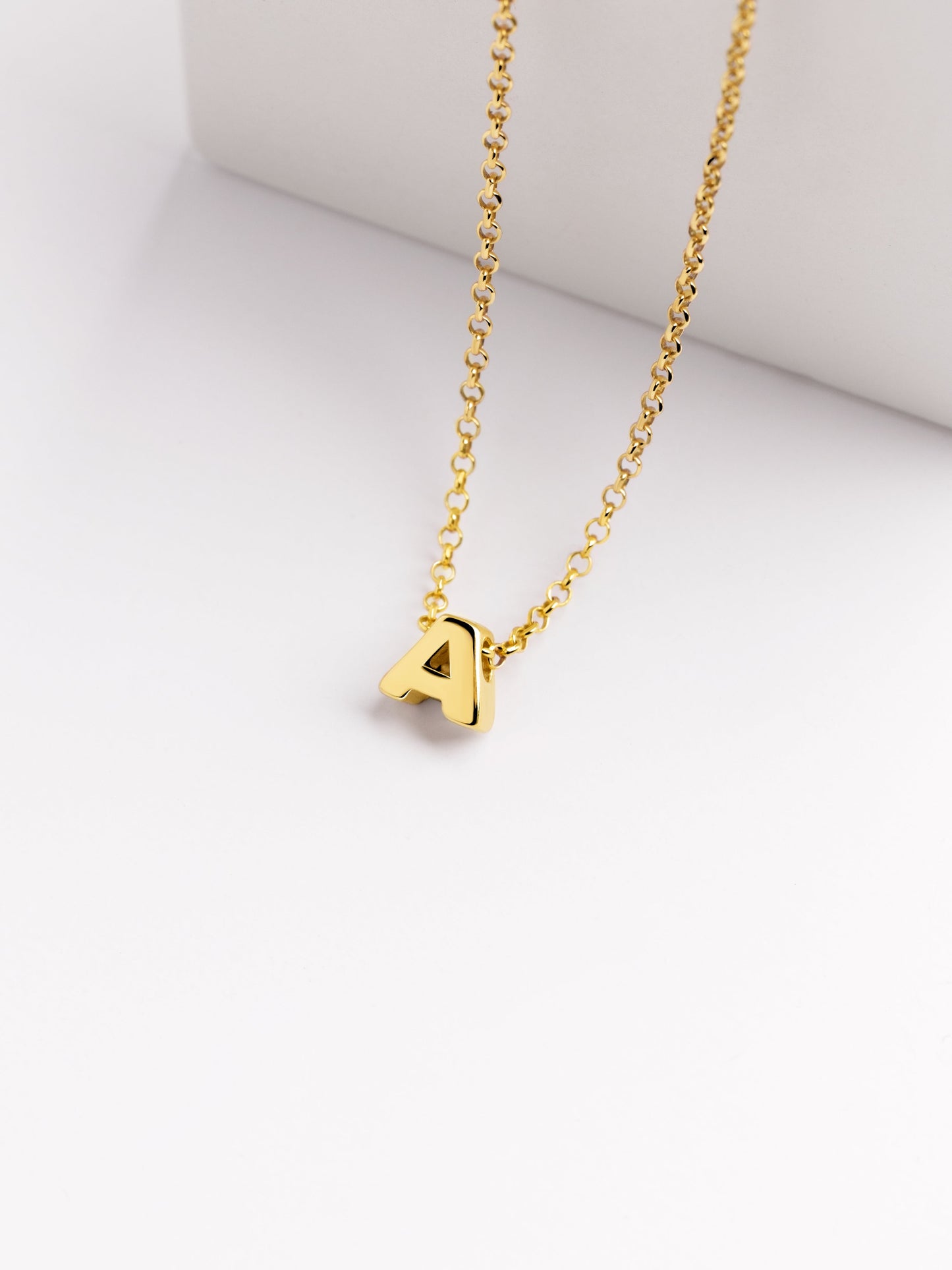 Collar Personalizado Single Letter Plata Baño Oro