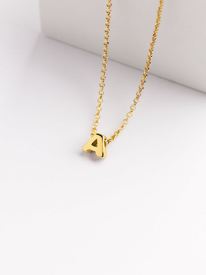 Collar Personalizado Single Letter Plata Baño Oro