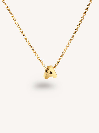 Collar Personalizado Single Letter Plata Baño Oro