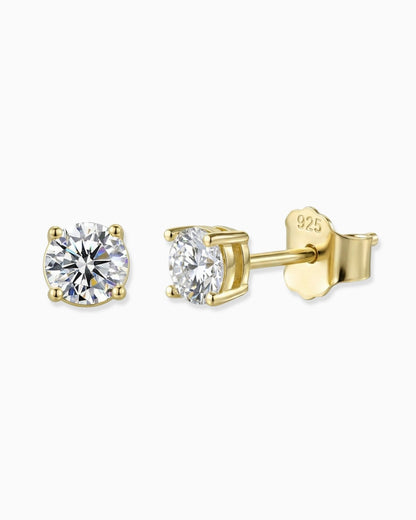 MOISSANITE DIAMOND STUDS. - 5MM GOLD