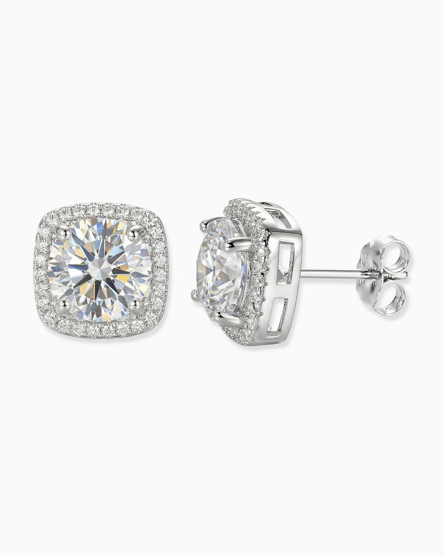 MOISSANITE HALO EARRINGS.