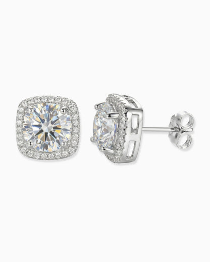 MOISSANITE HALO EARRINGS.