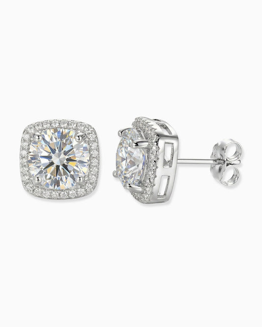MOISSANITE HALO EARRINGS.