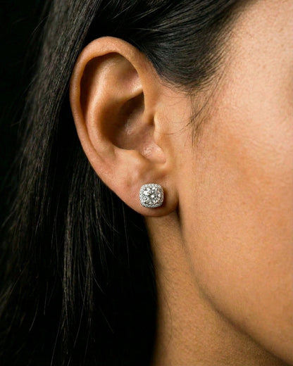 MOISSANITE HALO EARRINGS.